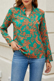 Casual Work Floral Patchwork V Neck Tops