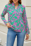 Casual Work Floral Patchwork V Neck Tops