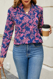 Casual Work Floral Patchwork V Neck Tops