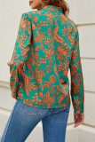 Casual Work Floral Patchwork V Neck Tops