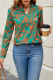 Casual Work Floral Patchwork V Neck Tops