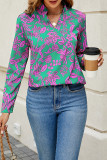 Casual Work Floral Patchwork V Neck Tops