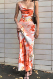 Sexy Gradual Change Bandage Backless U Neck One Step Skirt Dresses