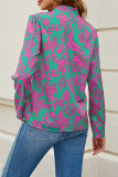 Casual Work Floral Patchwork V Neck Tops