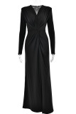 Sexy Solid Slit Fold V Neck Irregular Dress Dresses