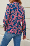 Casual Work Floral Patchwork V Neck Tops