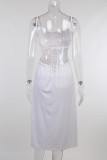 Sexy Solid Frenulum Backless U Neck Sleeveless Dress Dresses