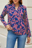 Casual Work Floral Patchwork V Neck Tops