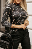 Casual Letter Digital Printing Half A Turtleneck Tops