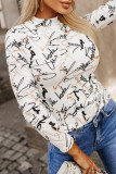 Casual Letter Digital Printing Half A Turtleneck Tops