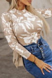 Casual Letter Digital Printing Half A Turtleneck Tops