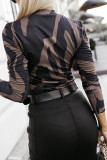 Casual Letter Digital Printing Half A Turtleneck Tops