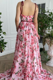 Elegant Floral Slit V Neck Sling Dress Dresses
