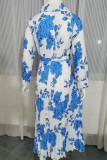 Bohemian Elegant Floral Frenulum Pleated Turndown Collar Pleated Dresses