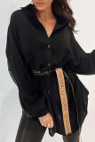 Casual Letter Solid Bandage Patchwork Turndown Collar Shirt Dress Dresses