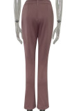 Simplicity Solid Slit Skinny High Waist Solid Color Bottoms