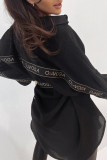 Casual Letter Solid Bandage Patchwork Turndown Collar Shirt Dress Dresses
