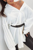 Casual Letter Solid Bandage Patchwork Turndown Collar Shirt Dress Dresses