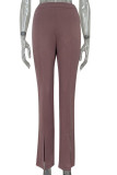Simplicity Solid Slit Skinny High Waist Solid Color Bottoms