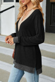 Casual Solid Contrast V Neck Tops