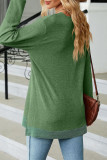 Casual Solid Contrast V Neck Tops