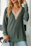 Casual Solid Contrast V Neck Tops