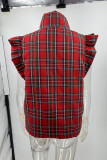 Casual Plaid Buckle Tops