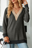 Casual Solid Contrast V Neck Tops