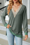 Casual Solid Contrast V Neck Tops