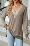 Casual Solid Contrast V Neck Tops