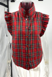 Casual Plaid Buckle Tops