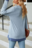 Casual Solid Contrast V Neck Tops