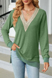 Casual Solid Contrast V Neck Tops