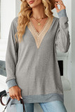 Casual Solid Contrast V Neck Tops