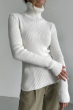 Casual Simplicity Solid Patchwork Turtleneck Tops