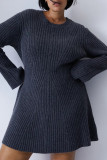 Street Simplicity Solid Make Old Weave O Neck A Line Dresses