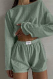 Daily Simplicity Solid Hollowed Out Slit O Neck Two Pieces