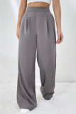 Casual Simplicity Solid Fold Loose High Waist Wide Leg Solid Color Bottoms