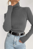 Casual Simplicity Solid Patchwork Turtleneck Tops