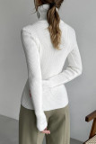 Casual Simplicity Solid Patchwork Turtleneck Tops