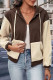 Casual Color Block Pocket Contrast Hooded Collar Outerwear