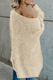 Casual Simplicity Solid Slit Oblique Collar Tops