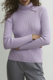 Casual Simplicity Solid Patchwork Turtleneck Tops