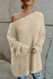Casual Simplicity Solid Slit Oblique Collar Tops