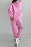 Daily Simplicity Solid Patchwork O Neck Long Sleeve Two Pieces