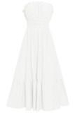 Sweet Elegant Solid Jacquard Hollowed Out Strapless Waist Skirt Dresses