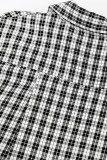 Casual Plaid Buttons Contrast Turndown Collar Tops