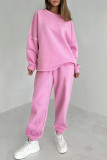 Daily Simplicity Solid Patchwork O Neck Long Sleeve Two Pieces