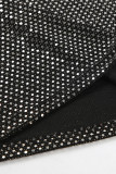 Elegant Solid Sequins Sequined O Neck Tops
