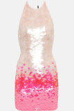 Sexy Gradual Change Sequins Sequined Halter Evening Dress Dresses
